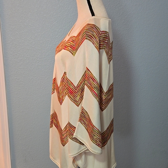 CALYPSO ST BARTH 100% Silk Striped Kimono Sleeve Poncho Style Sweater One Size - Picture 5 of 13